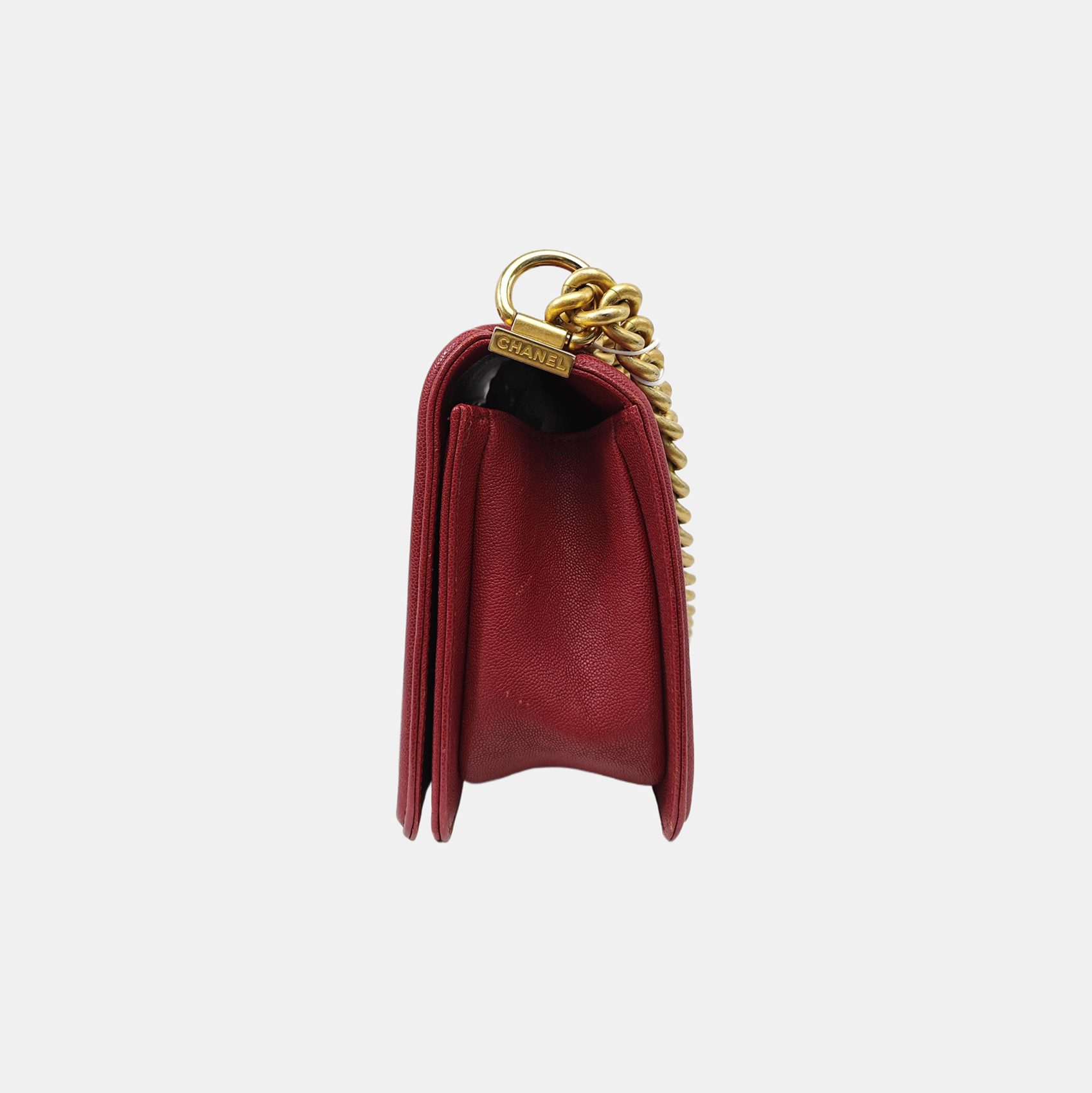 BOY CHANEL Medium Chevron Grained Calfskin Red