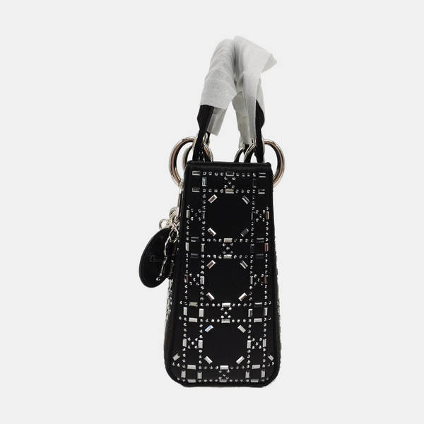 Authenticated pre-owned  Lady Dior Mini Silk Satin Black - Tote Bag at Looply