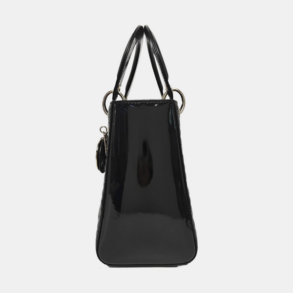 Lady Dior Medium Cannage Patent Leather Black