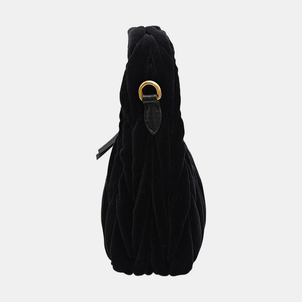 Wander Matelassé Small Quilted Velvet Black
