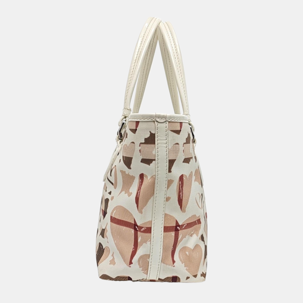 Coated Canvas Top Handle Bag White