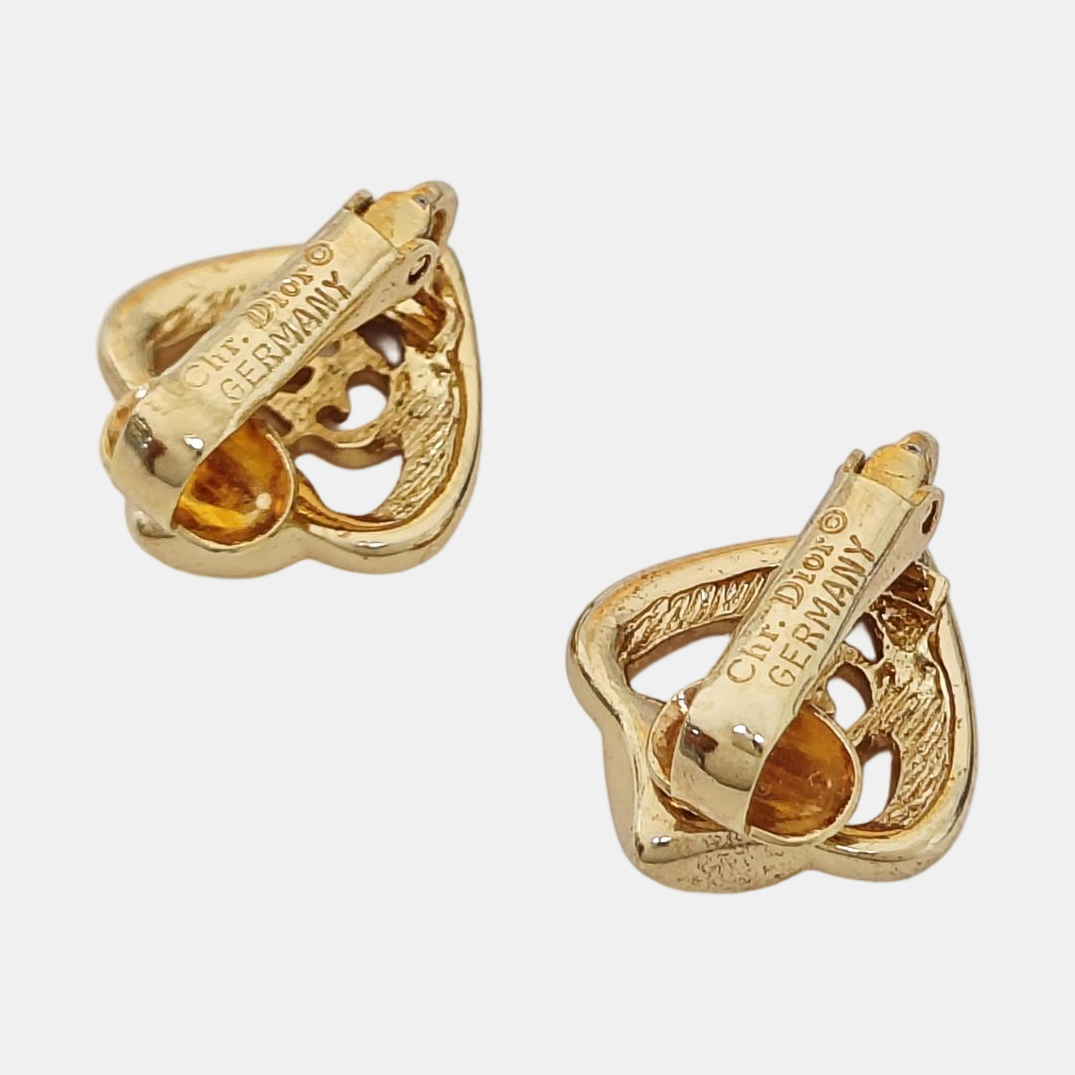 Twist Round Metal Gold Clip On Earrings