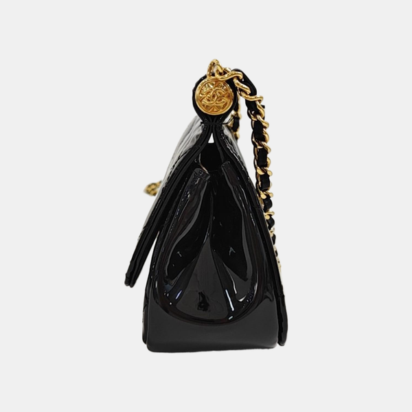 Quilted Patent Leather Crossbody Bag Black
