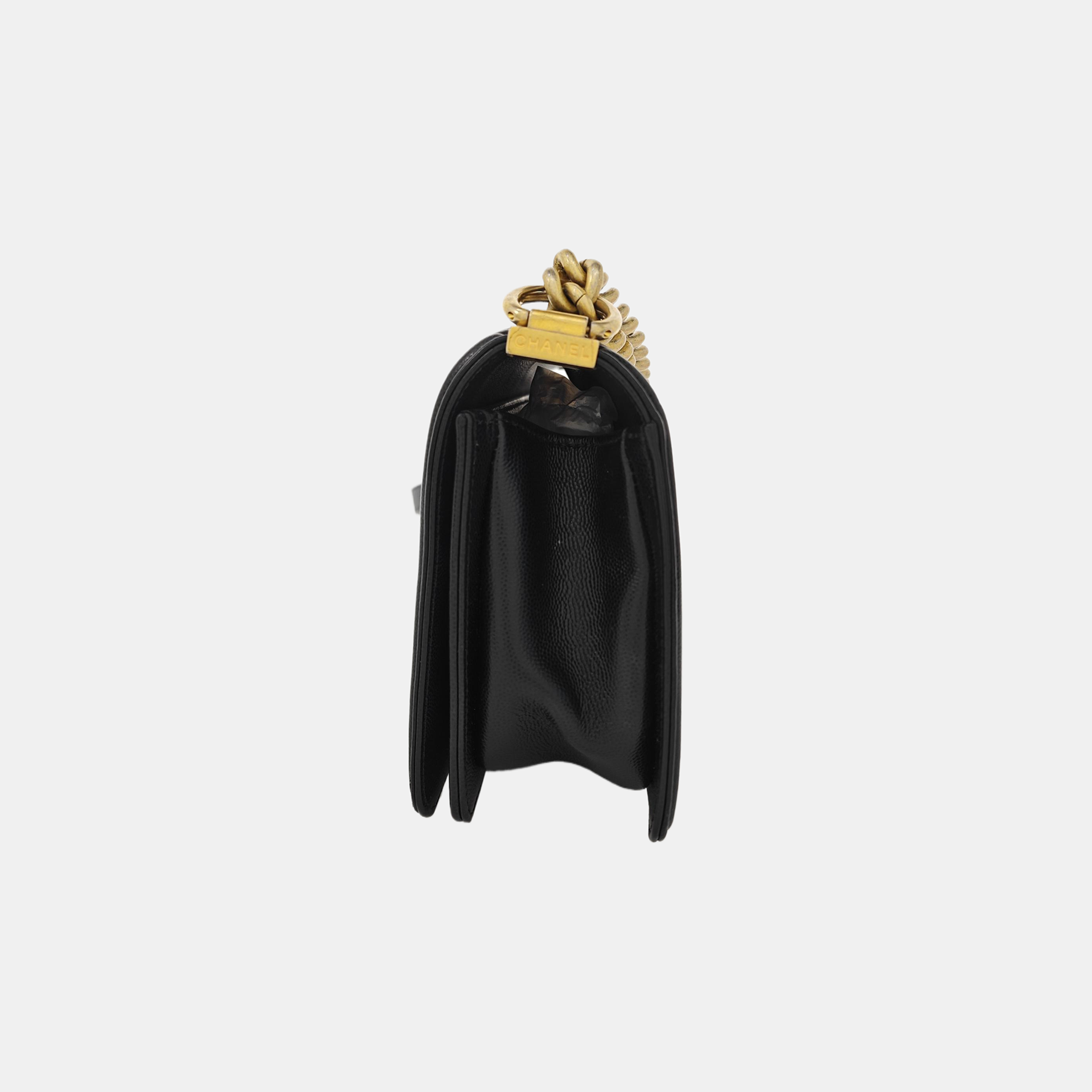 BOY CHANEL Medium Quilted Grained Calfskin Black