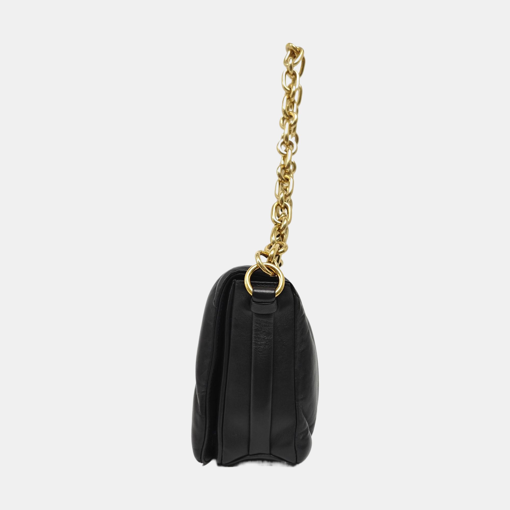 Quilted Lambskin Shoulder Bag Black