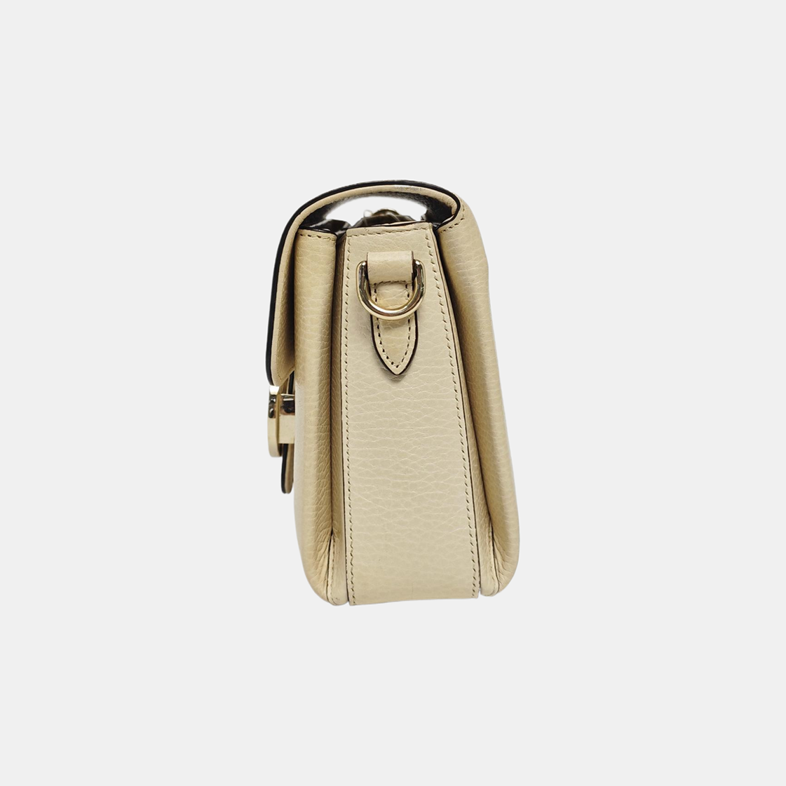 Piel de becerro mini con G entrelazada Beige