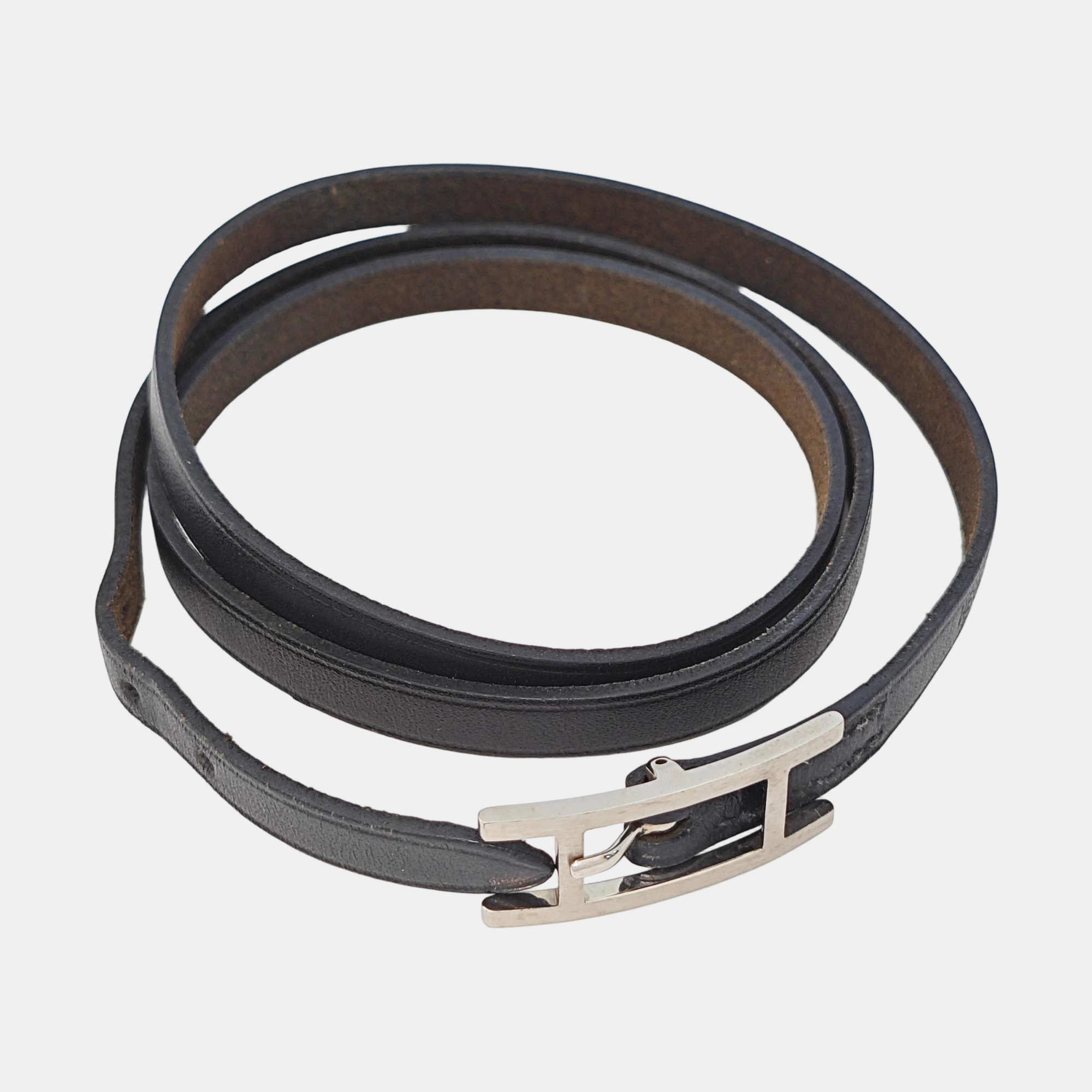 Behapi Leather Black Bangle