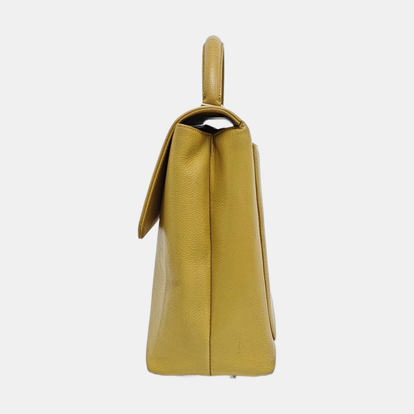 Quilted Calfskin Top Handle Bag Yellow