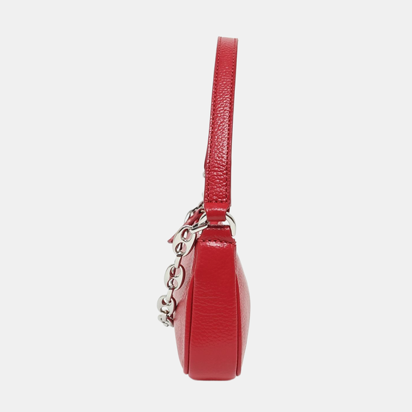 Leather Top Handle Bag Red