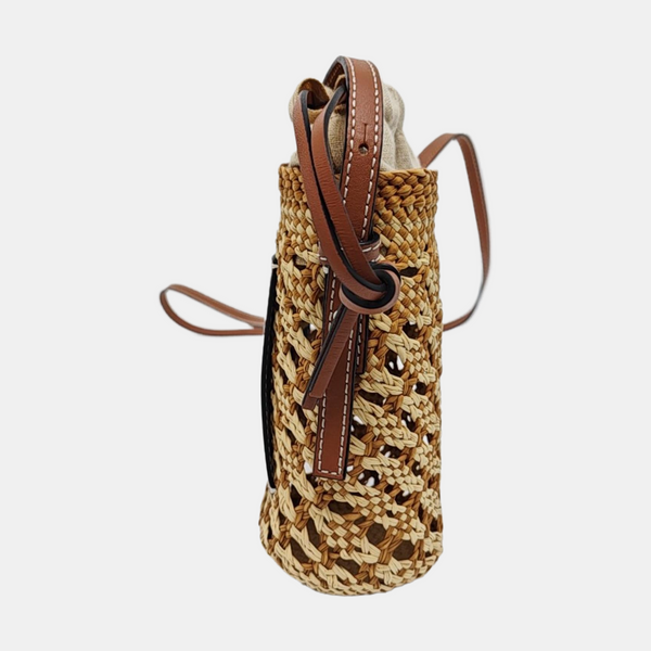 Straw Bucket Bag Brown