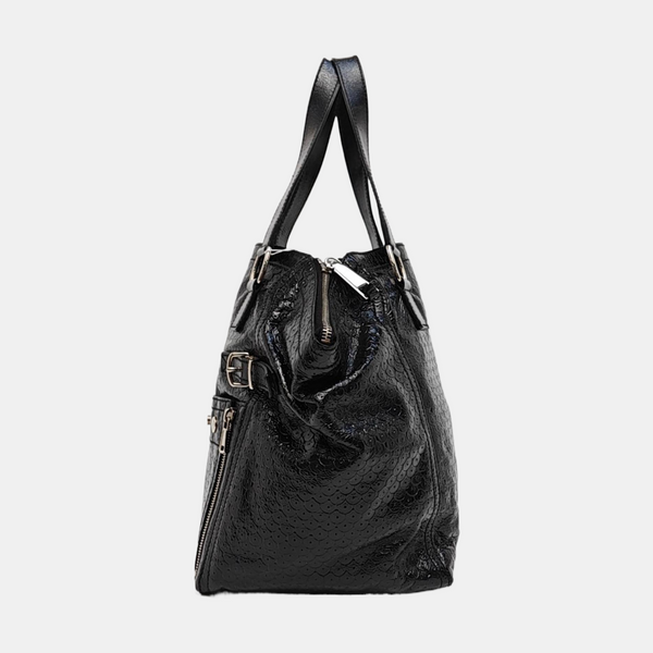 Patent Leather Top Handle Bag Black