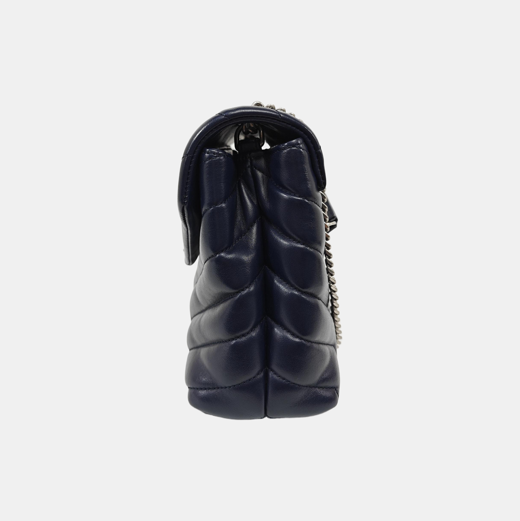 LOULOU Small Chevron Calfskin Blue