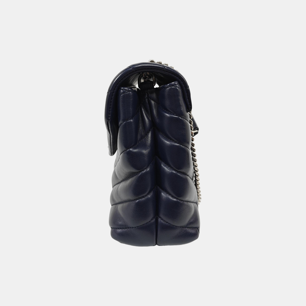 LOULOU Small Chevron Calfskin Blue
