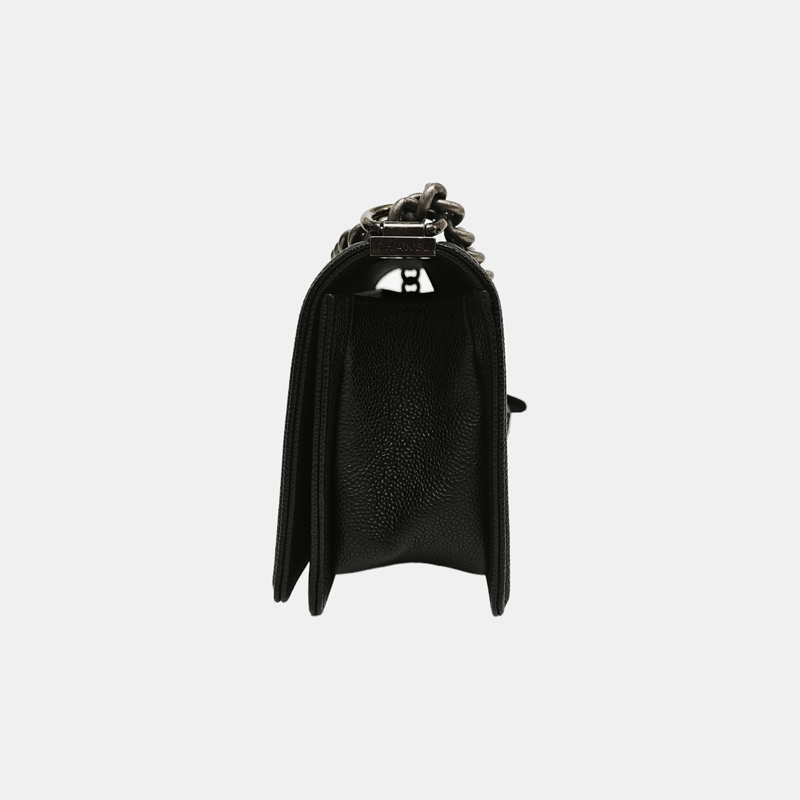 BOY CHANEL Medium Quilted Grained Calfskin Black