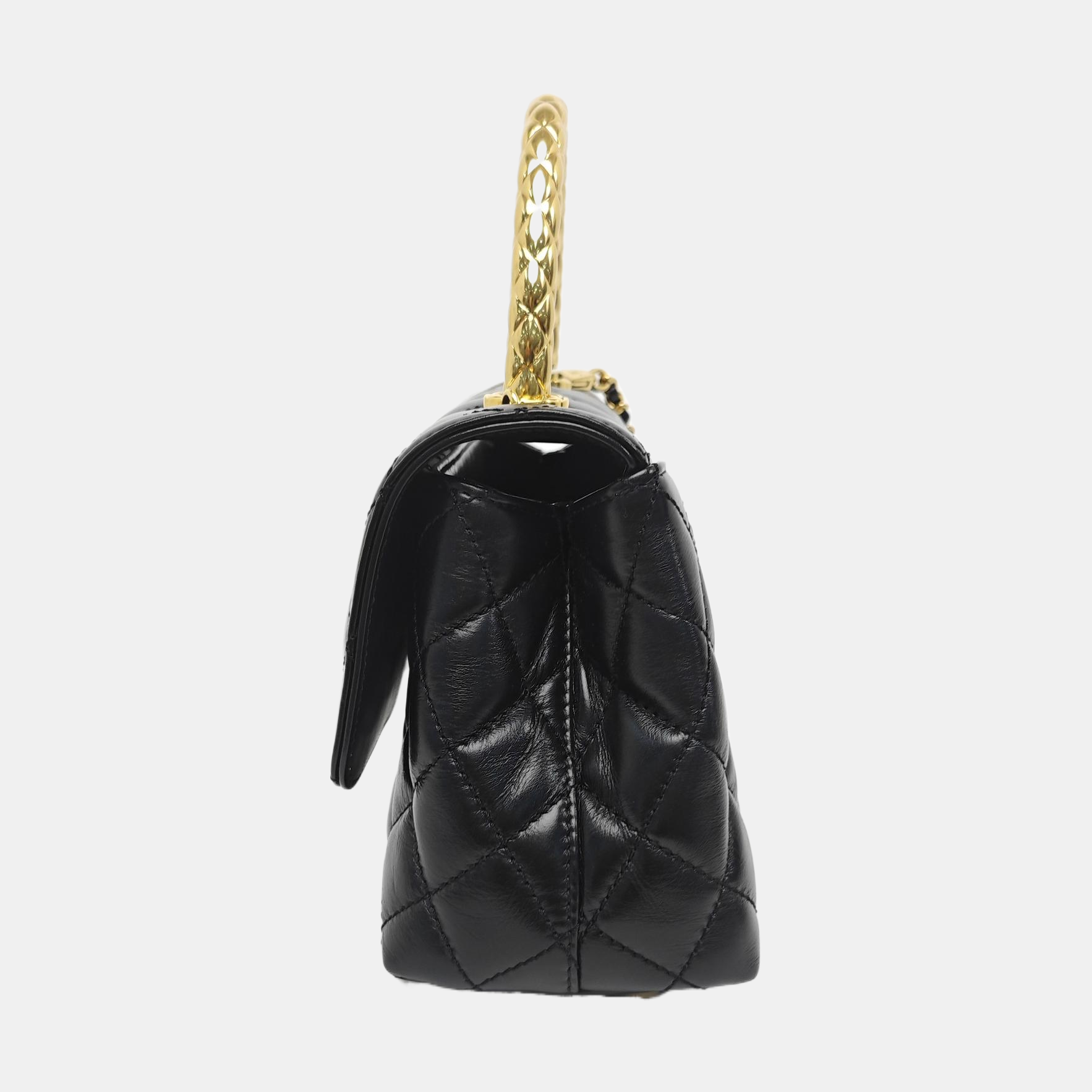 COCO HANDLE Small Quilted Calfskin Black