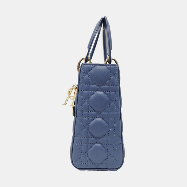 Lady Dior Small Cannage Lambskin Blue