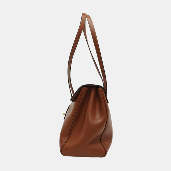 Authenticated pre-owned  16 Medium Calfskin Brown - Top Handle Bag at Looply