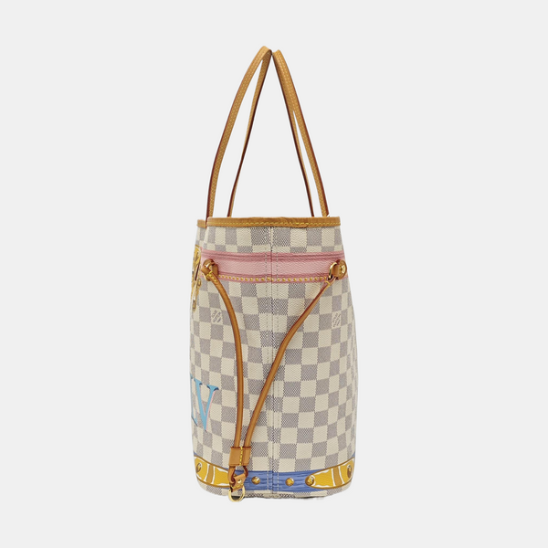 NEVERFULL MM Damier Azur Coated Canvas White