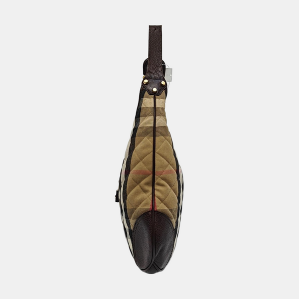 Quilted Canvas Top Handle Bag Brown