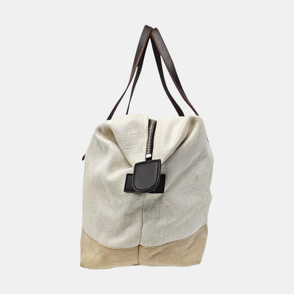 Linen Top Handle Bag Multicolor