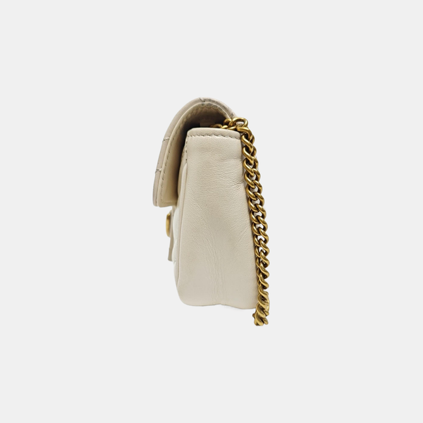 GG Marmont Mini Quilted Calfskin White
