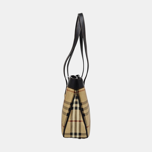 Coated Canvas Top Handle Bag Brown