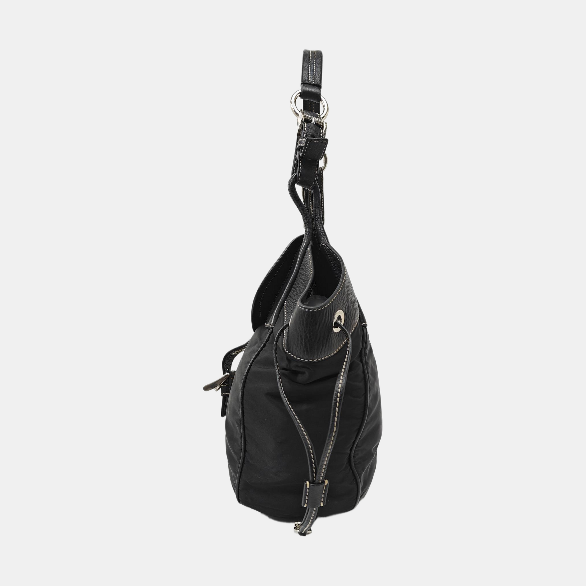 Nylon Top Handle Bag Black
