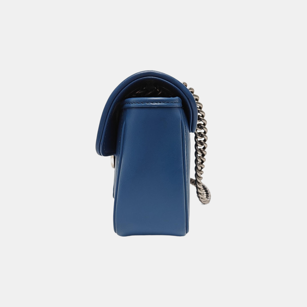 GG Marmont Small Quilted Calfskin Blue