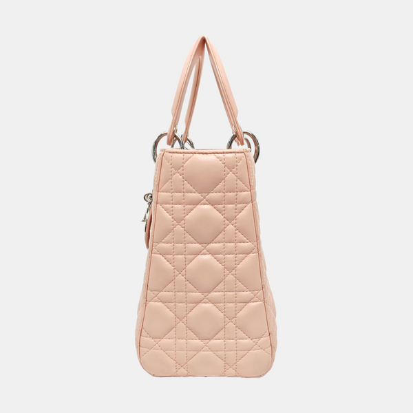 Lady Dior Mediana Piel de Cordero Rosa