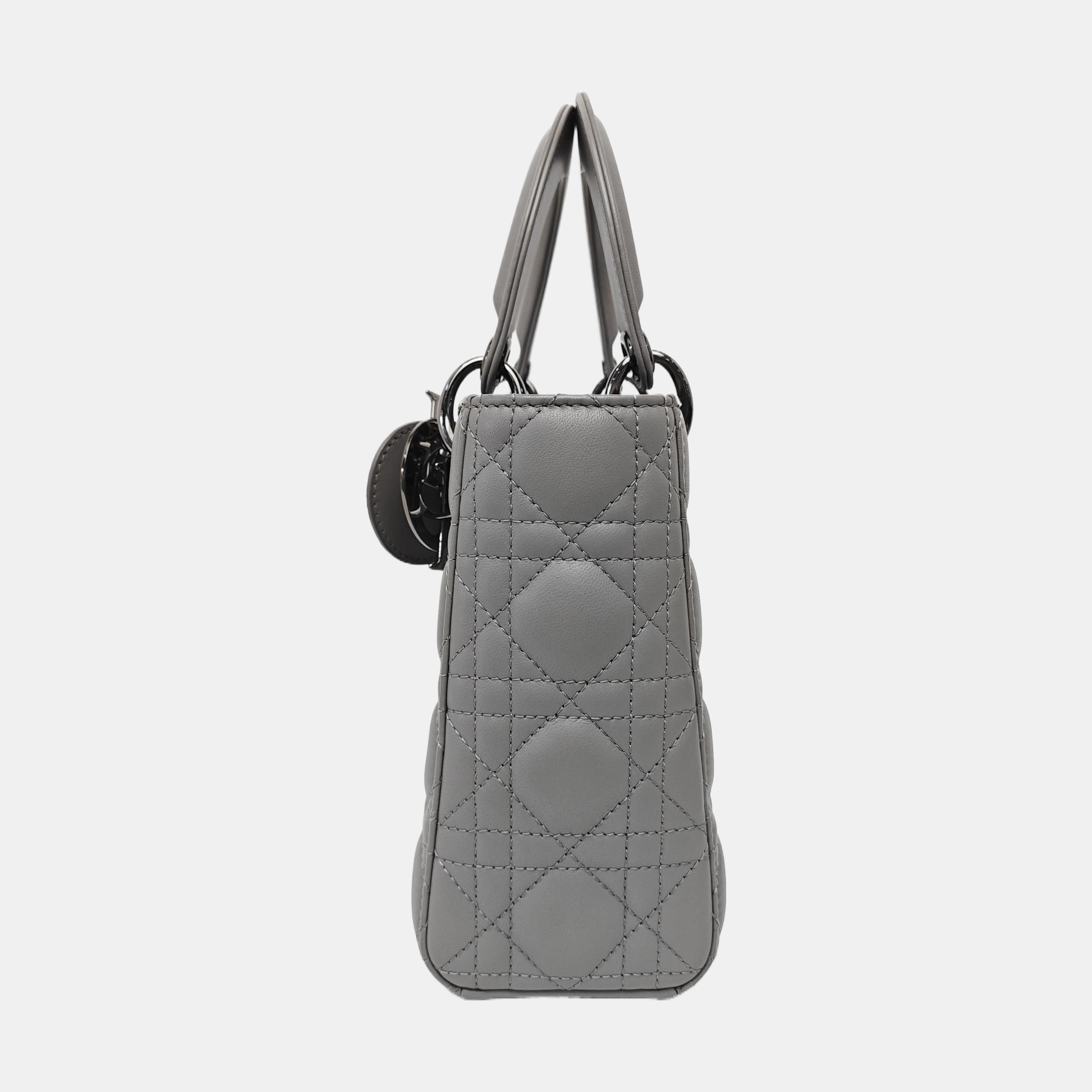 Lady Dior Small Cannage Lambskin Gray