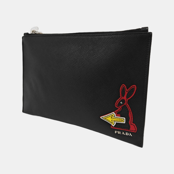 Saffiano Calfskin Clutch Black