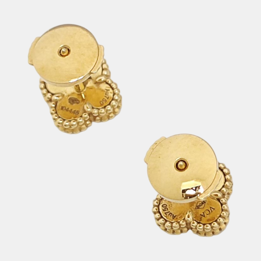 Sweet Alhambra 18k Gold White Stud Earrings