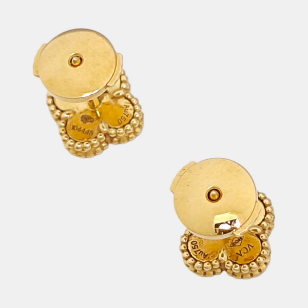 Sweet Alhambra 18k Gold White Stud Earrings