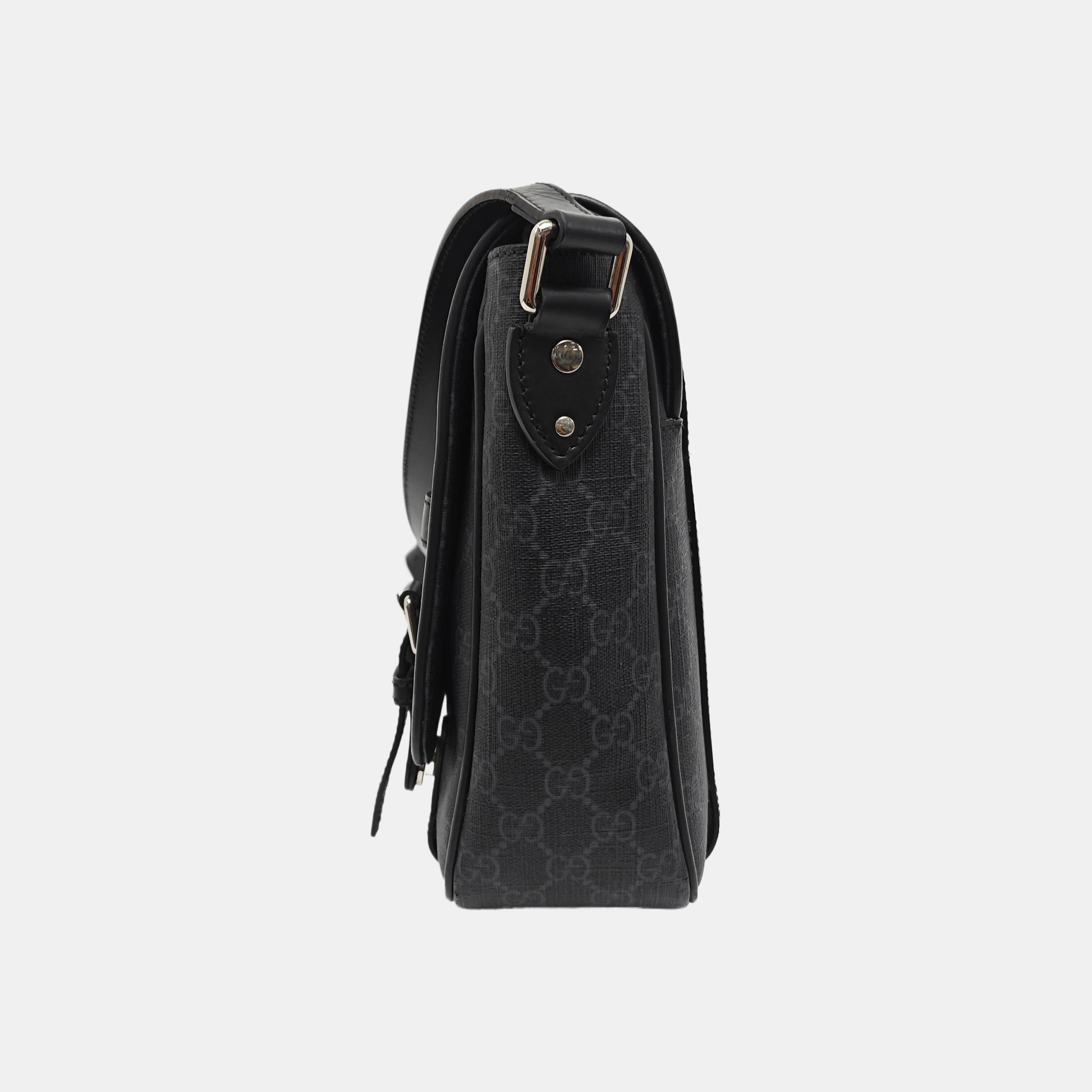Monogram Coated Canvas Shoulder Bag Black