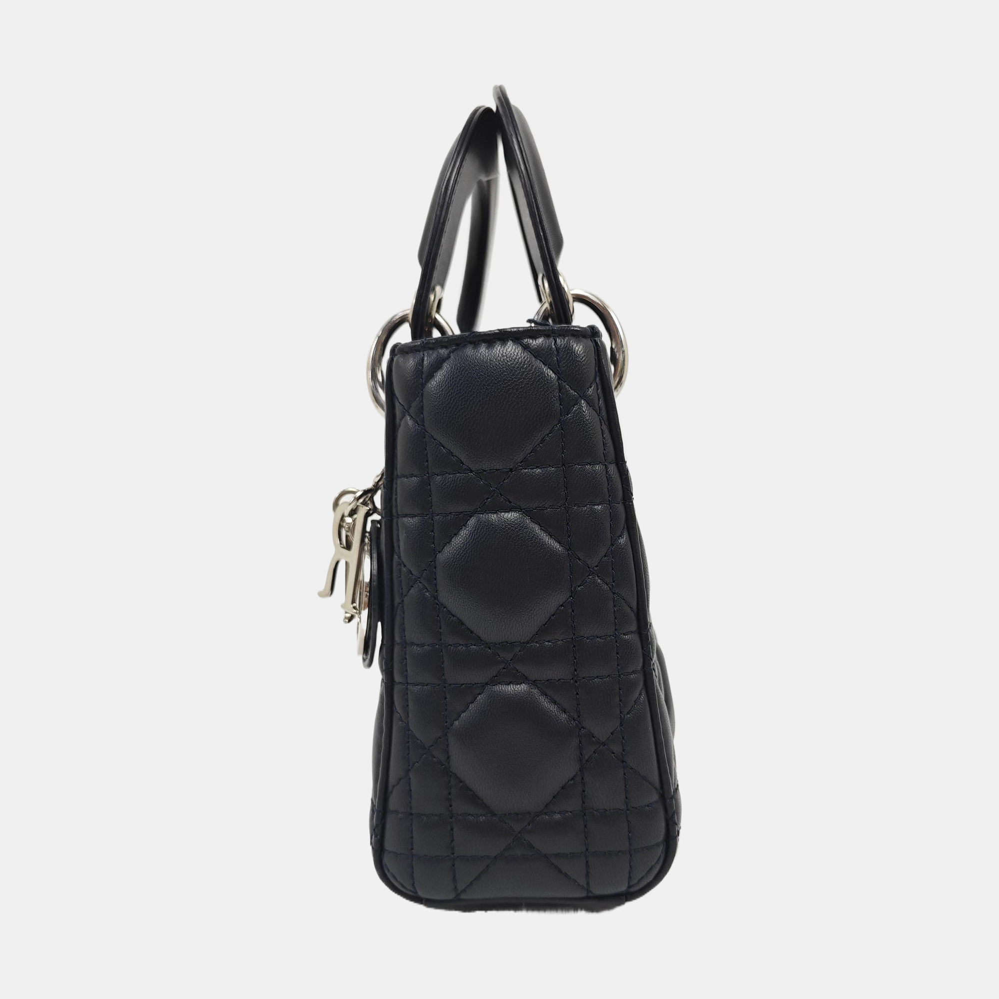 Authenticated pre-owned  Lady Dior Mini Quilted Lambskin Black - Tote Bag at Looply
