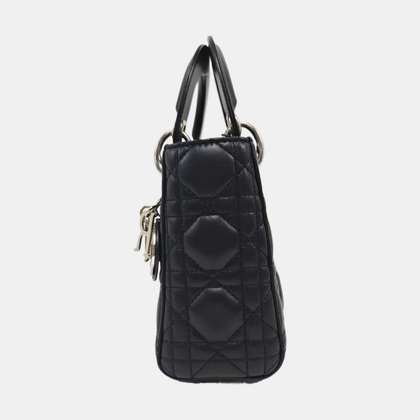Authenticated pre-owned  Lady Dior Mini Quilted Lambskin Black - Tote Bag at Looply