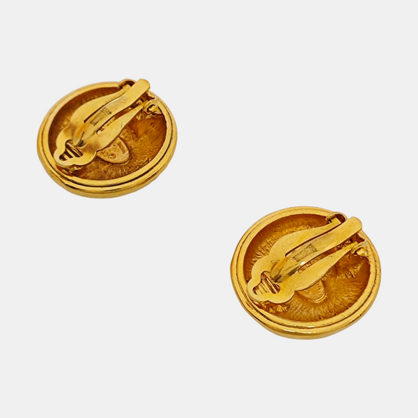 Vintage Metal Gold Clip On Earrings