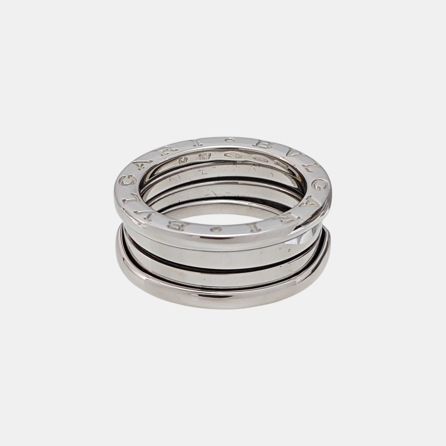 B.ZERO1 18k White Gold Silver Ring EU 50