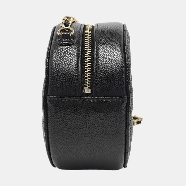 ROUND Quilted Grained Calfskin Black