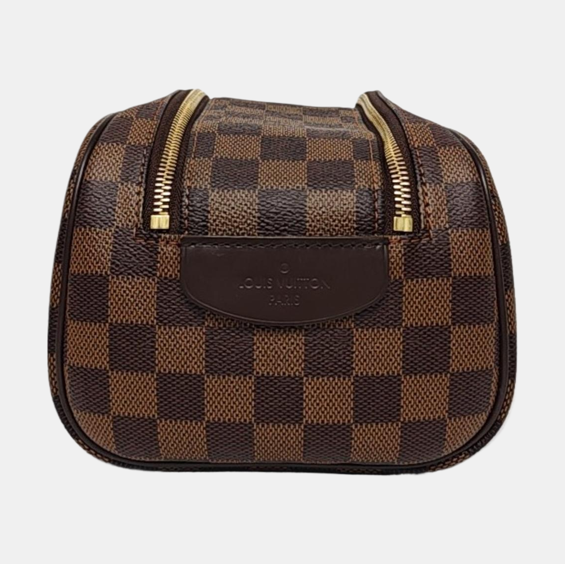 Damier Ebene Coated Canvas Clutch Extra Large Brown