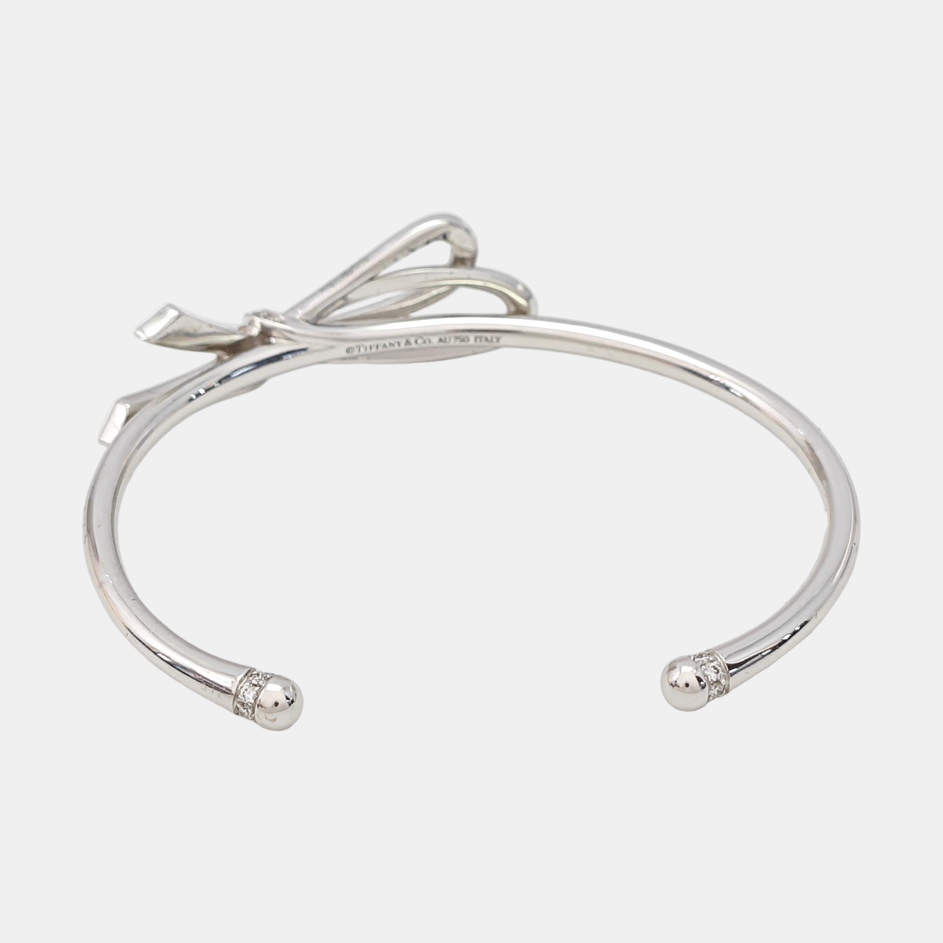 Tiffany Bow 18k White Gold Silver Bangle