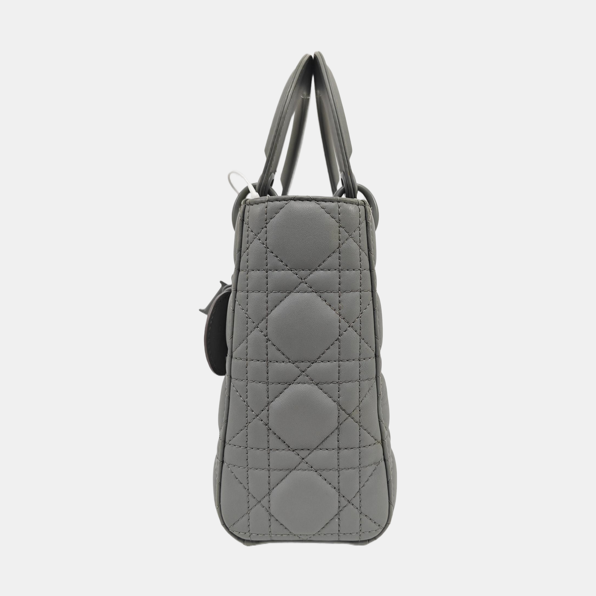 Authenticated pre-owned  Lady Dior Small Quilted Lambskin Grey - Tote Bag at Looply