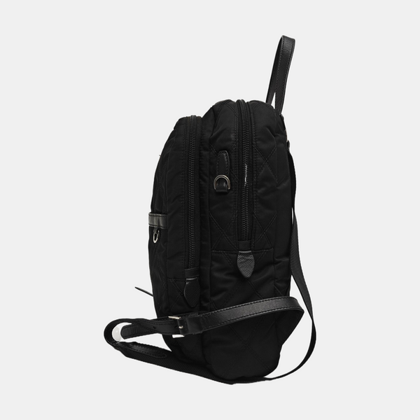 Quilted Nylon Backpack Black