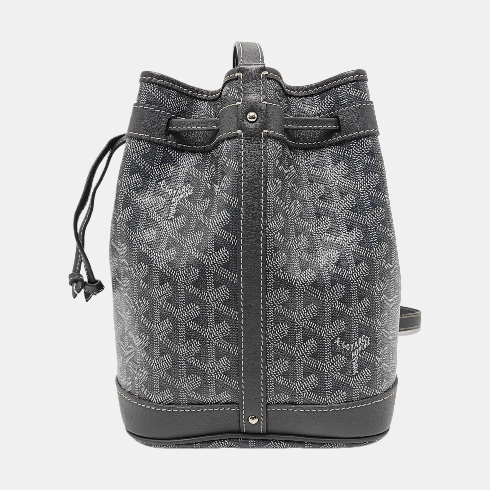 Authenticated pre-owned  Petit Flot Coated Canvas Grey - Bucket Bag at Looply
