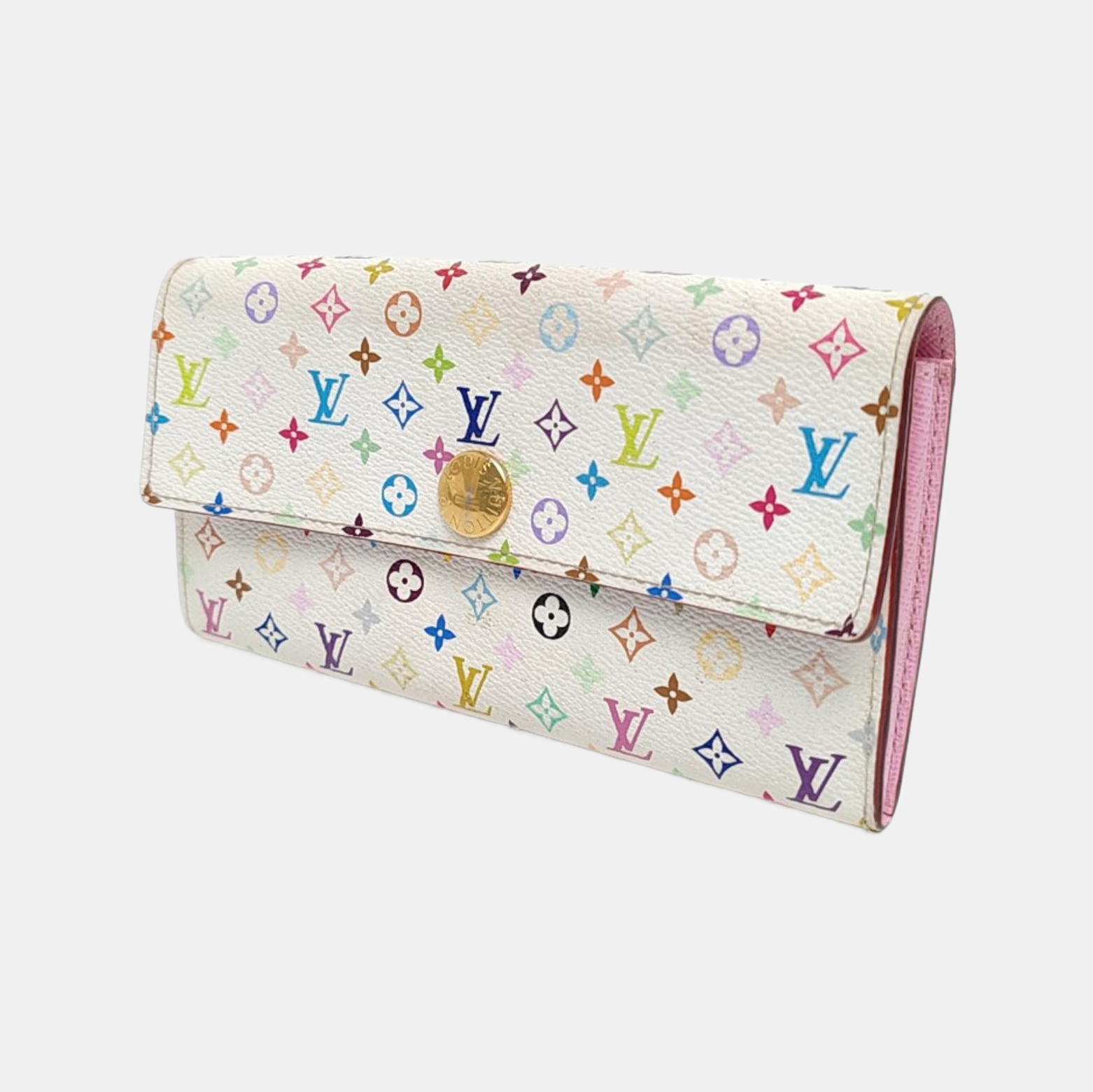 LV × TM PORTE MONNAIE Monogram Coated Canvas White Wallet
