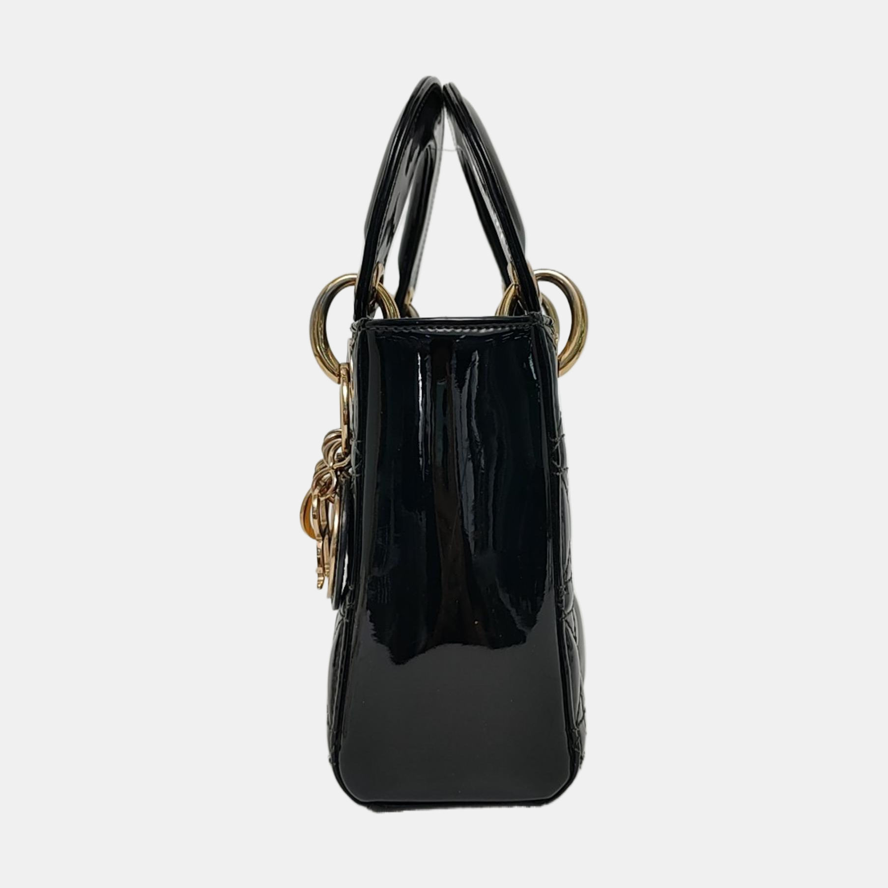 Lady Dior Mini Quilted Patent Leather Black