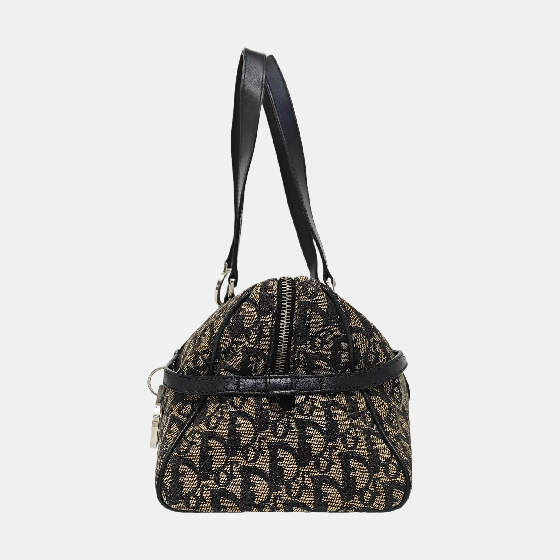 Oblique Canvas Top Handle Bag Gray