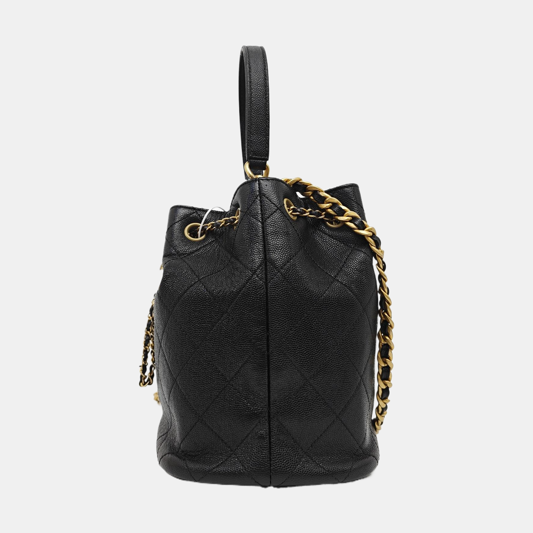 DRAWSTRING Quilted Calfskin Black