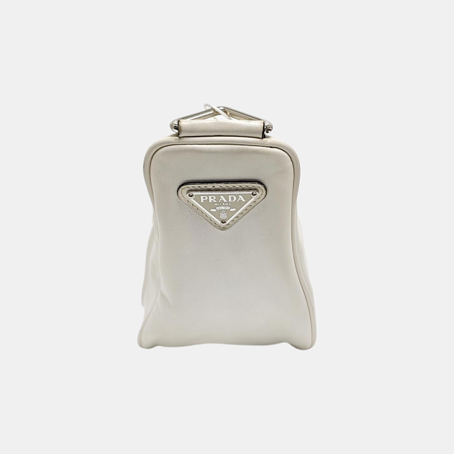 Authenticated pre-owned  Triangle Calfskin White - Crossbody Bag at Looply