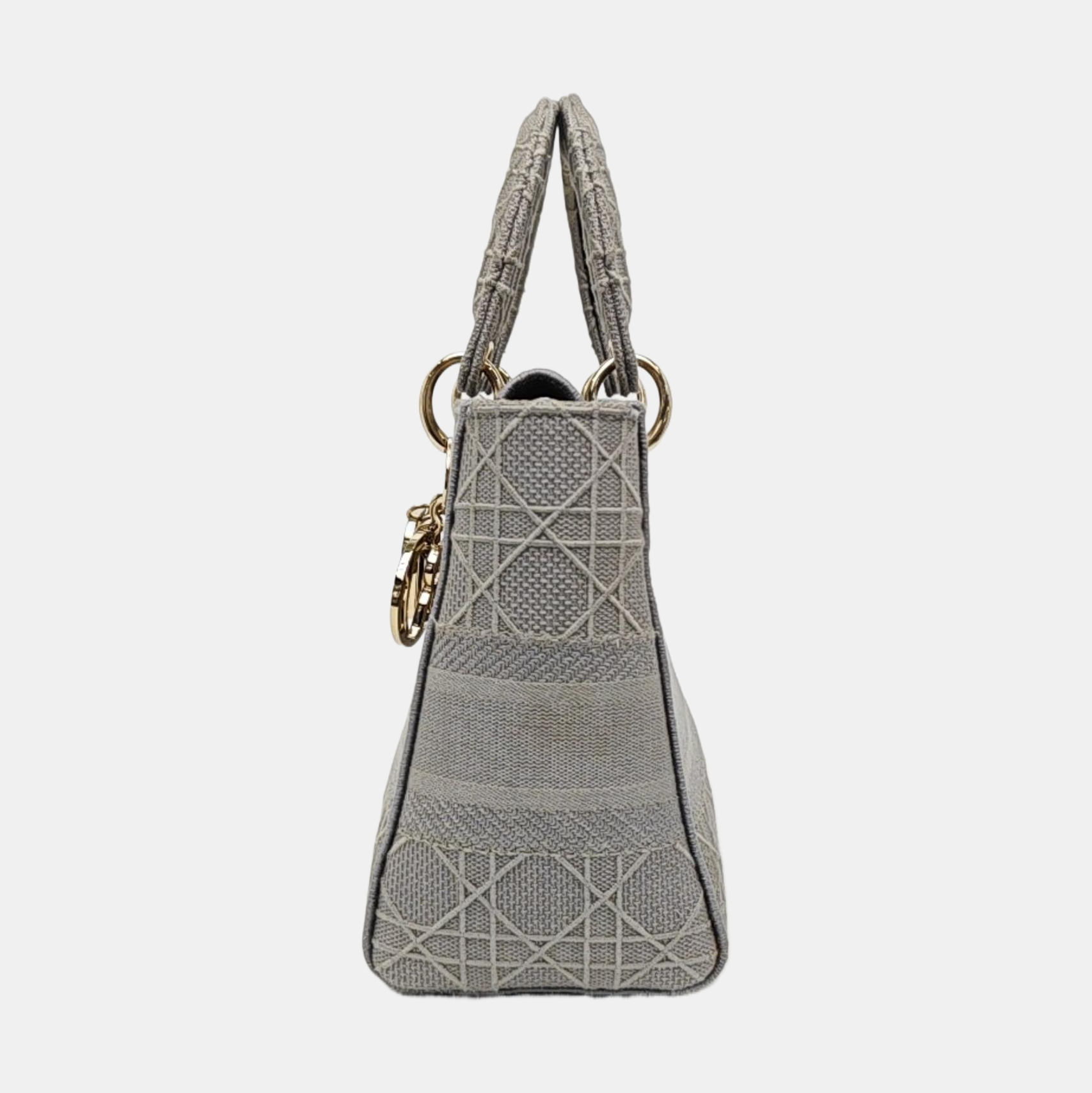 Lady D-Lite Medium Cannage Canvas Gray